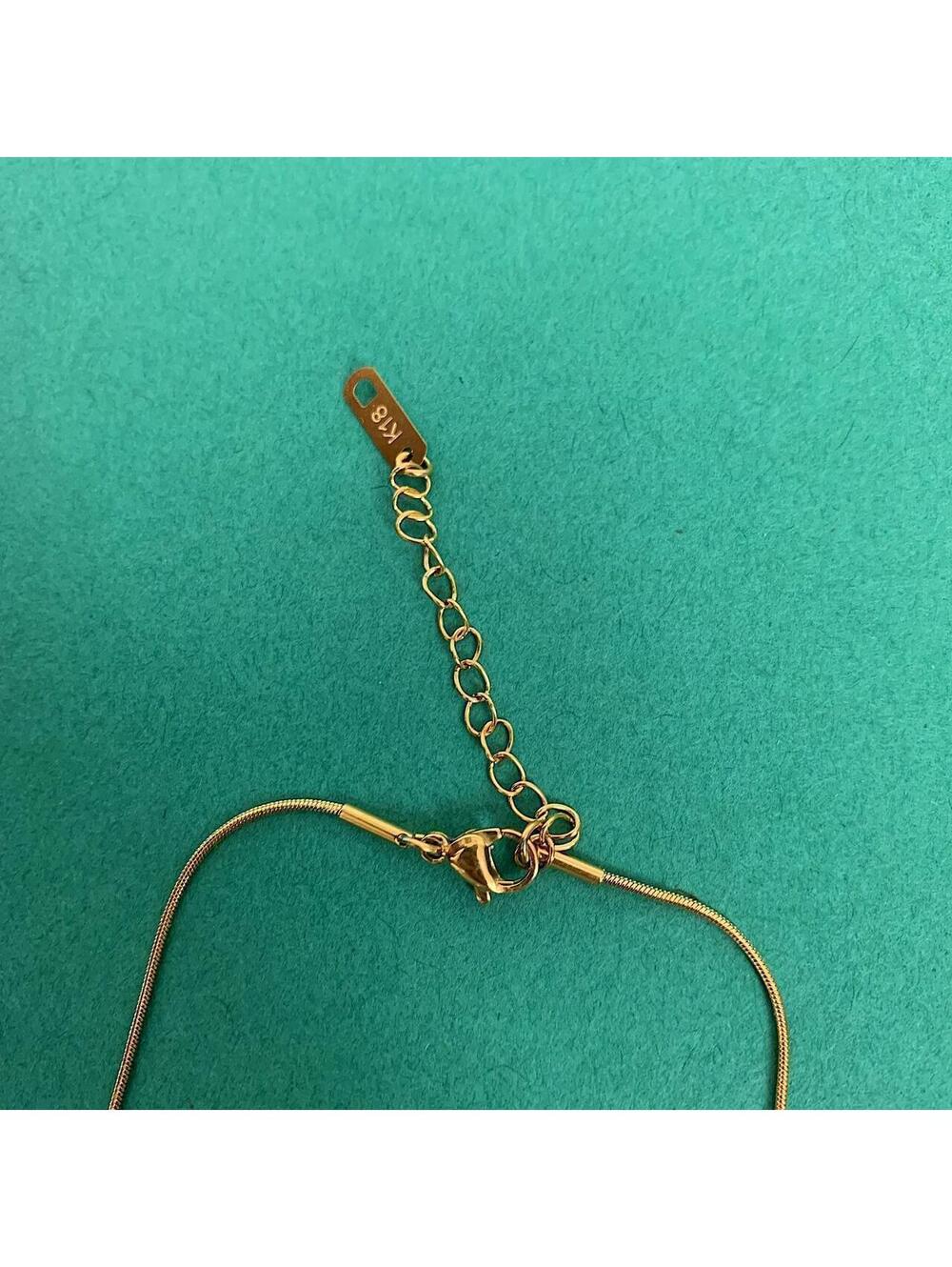 Gold Rope Chain Bronze jewel opal pendant necklace. Gold Plated Stainless - Picture 7 of 8